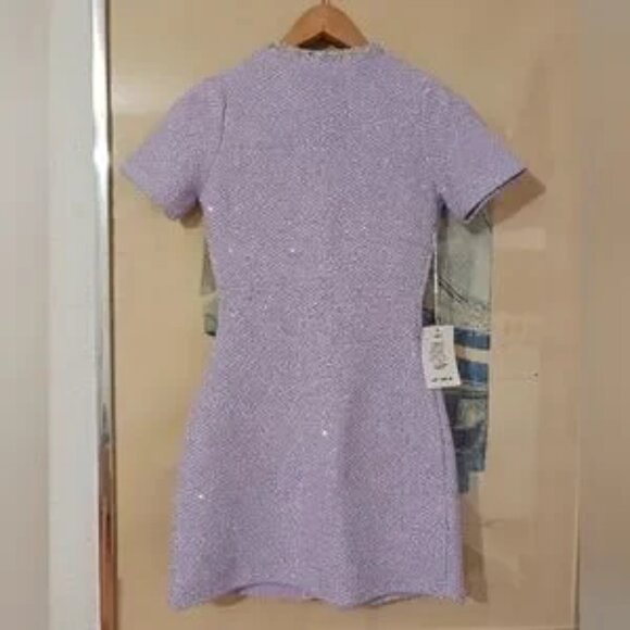 NWT Self -portrait lilac,purple Sequin knit mini dress Size S, - Picture 6 of 15